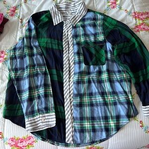 Aerie Mixed Plaid Button Down